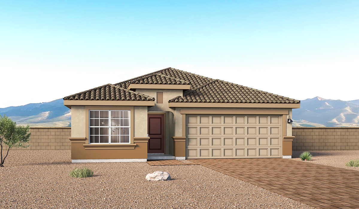 Introducing the Gaven at Entrada Del Toro  The Gaven is a beautifully designed single-story home located in the highly desirable Entrada Del Toro neighborhood within the master-planned community of Rancho Sahuarita. Offering 1,945 square feet of thoughtfully planned living space, this inviting home features four bedrooms, two full bathrooms, a covered back patio, and a two-car garage—perfect for households seeking comfort, functionality, and room to grow.  From the moment you enter, the welcoming entryway opens into an expansive open-concept layout that seamlessly connects the great room, dining area, and kitchen—creating a space ideal for everyday living and effortless entertaining. The kitchen is a true centerpiece, complete with a large center island, Shaker-style cabinetry, quartz countertops, a walk-in pantry, and ample storage. Abundant natural light enhances the home’s warm and welcoming atmosphere throughout.  The Gaven offers a thoughtfully arranged split-bedroom design, with three secondary bedrooms located near the front of the home, providing flexibility for guests, home offices, or hobbies. Tucked away for privacy, the spacious primary suite serves as a peaceful retreat and features an en-suite bathroom and a generous walk-in closet.  Homes at Entrada Del Toro are designed with the future in mind. Exterior features include a light lace stucco finish, professionally landscaped front yards with automatic drip irrigation, and large, fully fenced backyards ready for your personal touch. Inside, the Home is Connected® Smart Home package delivers modern convenience with a smart thermostat, video doorbell, keyless entry, and a Wi-Fi® enabled garage door opener.  With its spacious living areas, flexible bedroom layout, and thoughtful design throughout, the Gaven offers the perfect blend of comfort, convenience, and livability.  Residents of Entrada Del Toro enjoy access to Rancho Sahuarita’s extensive amenities, including a full-service fitness center, multiple resort-style swimming pools, pickleball courts, splash pads, playgrounds, and expansive parks designed for all ages and lifestyles. Homeowners will also have exclusive access to the brand-new Entrada Del Toro Community Center, scheduled to open in Spring 2026, offering modern gathering spaces and recreational features just moments from home.  *Images shown are for reference only. They depict The Gaven sales model home and may not represent the actual home.