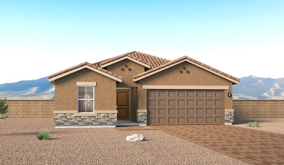 Introducing the Gaven at Entrada Del Toro  The Gaven is a beautifully designed single-story home located in the highly desirable Entrada Del Toro neighborhood within the master-planned community of Rancho Sahuarita. Offering 1,945 square feet of thoughtfully planned living space, this inviting home features four bedrooms, two full bathrooms, a covered back patio, and a two-car garage—perfect for households seeking comfort, functionality, and room to grow.  From the moment you enter, the welcoming entryway opens into an expansive open-concept layout that seamlessly connects the great room, dining area, and kitchen—creating a space ideal for everyday living and effortless entertaining. The kitchen is a true centerpiece, complete with a large center island, Shaker-style cabinetry, quartz countertops, a walk-in pantry, and ample storage. Abundant natural light enhances the home’s warm and welcoming atmosphere throughout.  The Gaven offers a thoughtfully arranged split-bedroom design, with three secondary bedrooms located near the front of the home, providing flexibility for guests, home offices, or hobbies. Tucked away for privacy, the spacious primary suite serves as a peaceful retreat and features an en-suite bathroom and a generous walk-in closet.  Homes at Entrada Del Toro are designed with the future in mind. Exterior features include a light lace stucco finish, professionally landscaped front yards with automatic drip irrigation, and large, fully fenced backyards ready for your personal touch. Inside, the Home is Connected® Smart Home package delivers modern convenience with a smart thermostat, video doorbell, keyless entry, and a Wi-Fi® enabled garage door opener.  With its spacious living areas, flexible bedroom layout, and thoughtful design throughout, the Gaven offers the perfect blend of comfort, convenience, and livability.  Residents of Entrada Del Toro enjoy access to Rancho Sahuarita’s extensive amenities, including a full-service fitness center, multiple resort-style swimming pools, pickleball courts, splash pads, playgrounds, and expansive parks designed for all ages and lifestyles. Homeowners will also have exclusive access to the brand-new Entrada Del Toro Community Center, scheduled to open in Spring 2026, offering modern gathering spaces and recreational features just moments from home.