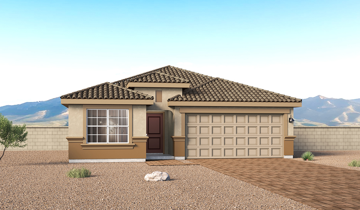 Introducing the Gaven at Entrada Del Toro  The Gaven is a beautifully designed single-story home located in the highly desirable Entrada Del Toro neighborhood within the master-planned community of Rancho Sahuarita. Offering 1,945 square feet of thoughtfully planned living space, this inviting home features four bedrooms, two full bathrooms, a covered back patio, and a two-car garage—perfect for households seeking comfort, functionality, and room to grow.  From the moment you enter, the welcoming entryway opens into an expansive open-concept layout that seamlessly connects the great room, dining area, and kitchen—creating a space ideal for everyday living and effortless entertaining. The kitchen is a true centerpiece, complete with a large center island, Shaker-style cabinetry, quartz countertops, a walk-in pantry, and ample storage. Abundant natural light enhances the home’s warm and welcoming atmosphere throughout.  The Gaven offers a thoughtfully arranged split-bedroom design, with three secondary bedrooms located near the front of the home, providing flexibility for guests, home offices, or hobbies. Tucked away for privacy, the spacious primary suite serves as a peaceful retreat and features an en-suite bathroom and a generous walk-in closet.  Homes at Entrada Del Toro are designed with the future in mind. Exterior features include a light lace stucco finish, professionally landscaped front yards with automatic drip irrigation, and large, fully fenced backyards ready for your personal touch. Inside, the Home is Connected® Smart Home package delivers modern convenience with a smart thermostat, video doorbell, keyless entry, and a Wi-Fi® enabled garage door opener.  With its spacious living areas, flexible bedroom layout, and thoughtful design throughout, the Gaven offers the perfect blend of comfort, convenience, and livability.  Residents of Entrada Del Toro enjoy access to Rancho Sahuarita’s extensive amenities, including a full-service fitness center, multiple resort-style swimming pools, pickleball courts, splash pads, playgrounds, and expansive parks designed for all ages and lifestyles. Homeowners will also have exclusive access to the brand-new Entrada Del Toro Community Center, scheduled to open in Spring 2026, offering modern gathering spaces and recreational features just moments from home.