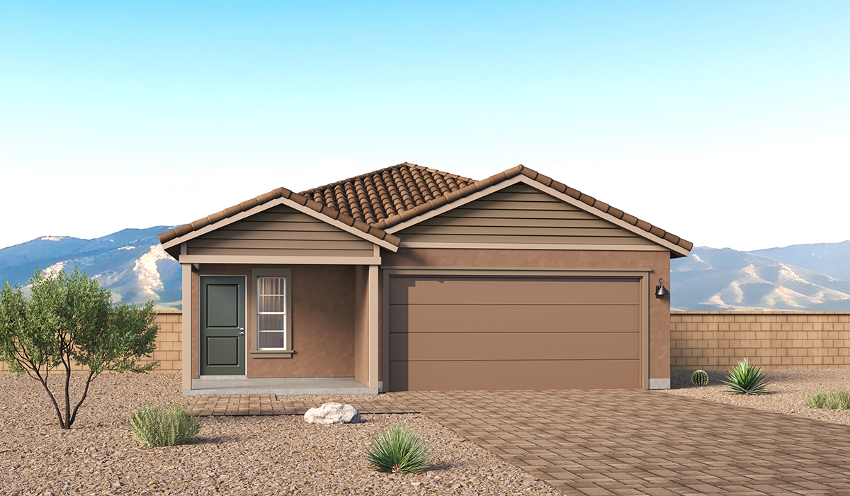 Introducing the Carolina — a thoughtfully designed single-story home offering 1,608 sq. ft. of modern comfort at Entrada Del Toro, a master-planned community in Rancho Sahuarita.  With three bedrooms, two full bathrooms, and a two-car garage, this efficient and beautifully planned layout is perfect for those seeking convenience, comfort, and single-level living.  A welcoming front porch invites you inside, where the entryway opens into a bright and beautifully crafted living space. The heart of the home is the well-appointed kitchen, featuring a large center island, walk-in pantry, and stylish Shaker-style cabinetry. Overlooking the dining area and great room, this open layout makes it easy to cook, gather, and entertain with ease.  The primary bedroom is thoughtfully positioned at the rear of the home, creating a private retreat. Complete with a large en-suite bathroom and walk-in closet, it’s designed for relaxation and convenience.  Two additional bedrooms are located toward the front of the home, offering flexibility for family, guests, a home office, or hobbies, and share a full secondary hallway bathroom.  Our homes at Entrada Del Toro are designed with the future in mind. Each home features a light lace stucco exterior, landscaped front yards with auto drip irrigation, and large backyards that are fully fenced and ready for your personal touch. Inside, the Home is Connected® Smart Home package brings modern convenience to your fingertips with a smart thermostat, video doorbell, keyless entry, and a Wi-Fi® enabled garage door opener.  With its smart layout, modern features, and effortless single-story living, the Carolina brings comfort and functionality together in a one beautifully designed home here at Entrada Del Toro.  Residents of Entrada Del Toro will enjoy access to Rancho Sahuarita’s extensive amenity offerings, which include a full-service fitness center, multiple large swimming pools, pickle-ball courts, splash pads, playgrounds, and sizable parks and recreational spaces designed for all ages and lifestyles. In addition, homeowners will have exclusive access to the brand-new Entrada Del Toro Community Center, scheduled to open Spring 2026, further enhancing the neighborhood experience with modern gathering and recreational spaces close to home.  *Images shown are for reference only. They depict The Carolina sales model home and may not represent the actual home.
