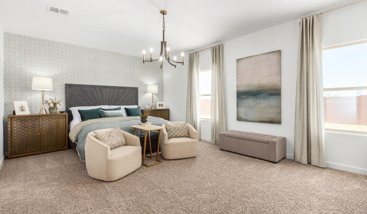 Introducing the Kingston at Entrada Del Toro  The Kingston is a spacious and thoughtfully designed single-story home located in the highly desirable Entrada Del Toro neighborhood within the master-planned community of Rancho Sahuarita. Offering 2,172 square feet of well-appointed living space, this inviting floor plan features four bedrooms, two full bathrooms, a grand kitchen island, a covered back patio, and a two-car garage—ideal for households seeking space, flexibility, and room to thrive.  From the moment you step inside, a welcoming entryway opens into an expansive open-concept layout that seamlessly connects the great room, dining area, and kitchen, creating a bright and airy space perfect for everyday living and effortless entertaining. The kitchen serves as the heart of the home, showcasing a large center island, Shaker-style cabinetry, quartz countertops, a walk-in pantry, and abundant storage for both function and style.  The Kingston features a well-planned split-bedroom design, with three secondary bedrooms located near the front of the home—ideal for family members, guests, home offices, or creative spaces. Privately situated at the rear of the home, the spacious primary suite offers a peaceful retreat complete with an en-suite bathroom and a generous walk-in closet.  *Images shown are for reference only. They depict the Kingston model home and may not represent the actual home.  Homes at Entrada Del Toro are designed with the future in mind. Exterior features include a light lace stucco finish, professionally landscaped front yards with automatic drip irrigation, and large, fully fenced backyards ready for your personal touch. Inside, the Home is Connected® Smart Home package provides modern convenience with a smart thermostat, video doorbell, keyless entry, and a Wi-Fi®–enabled garage door opener.  With its expansive living areas, flexible bedroom arrangement, and thoughtful design throughout, the Kingston delivers the perfect balance of comfort, convenience, and livability.  Residents of Entrada Del Toro enjoy access to Rancho Sahuarita’s extensive amenities, including a full-service fitness center, multiple resort-style swimming pools, pickleball courts, splash pads, playgrounds, and expansive parks designed for all ages and lifestyles. Homeowners will also enjoy exclusive access to the brand-new Entrada Del Toro Community Center, scheduled to open in Spring 2026, featuring modern gathering spaces and recreational amenities just moments from home.  *Images shown are for reference only. They depict The Kingston model home and may not represent the actual home.