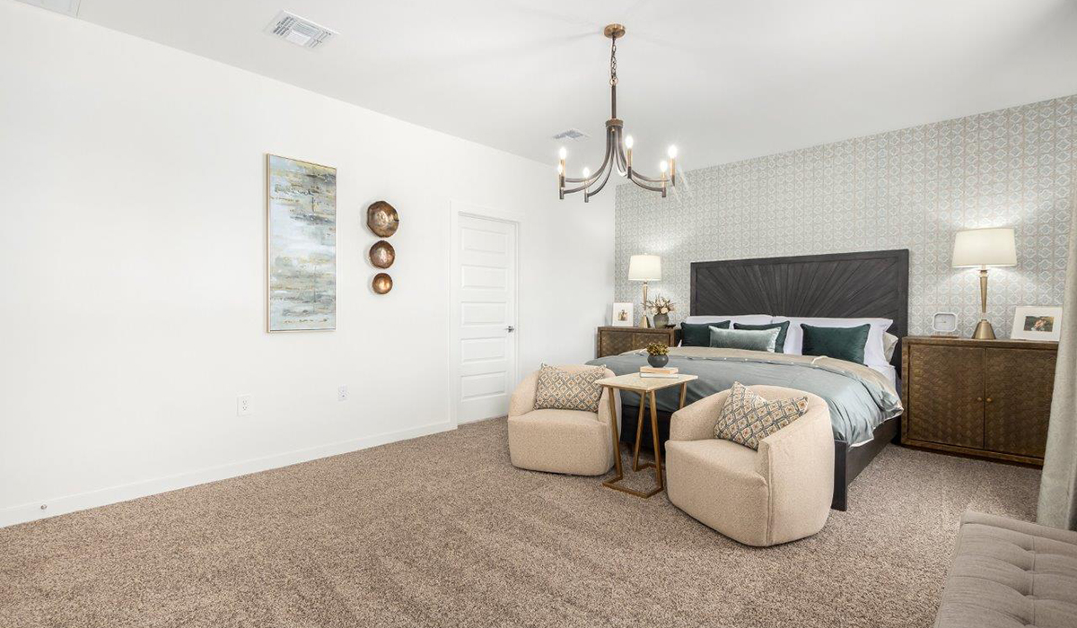 Introducing the Kingston at Entrada Del Toro  The Kingston is a spacious and thoughtfully designed single-story home located in the highly desirable Entrada Del Toro neighborhood within the master-planned community of Rancho Sahuarita. Offering 2,172 square feet of well-appointed living space, this inviting floor plan features four bedrooms, two full bathrooms, a grand kitchen island, a covered back patio, and a two-car garage—ideal for households seeking space, flexibility, and room to thrive.  From the moment you step inside, a welcoming entryway opens into an expansive open-concept layout that seamlessly connects the great room, dining area, and kitchen, creating a bright and airy space perfect for everyday living and effortless entertaining. The kitchen serves as the heart of the home, showcasing a large center island, Shaker-style cabinetry, quartz countertops, a walk-in pantry, and abundant storage for both function and style.  The Kingston features a well-planned split-bedroom design, with three secondary bedrooms located near the front of the home—ideal for family members, guests, home offices, or creative spaces. Privately situated at the rear of the home, the spacious primary suite offers a peaceful retreat complete with an en-suite bathroom and a generous walk-in closet.  *Images shown are for reference only. They depict the Kingston model home and may not represent the actual home.  Homes at Entrada Del Toro are designed with the future in mind. Exterior features include a light lace stucco finish, professionally landscaped front yards with automatic drip irrigation, and large, fully fenced backyards ready for your personal touch. Inside, the Home is Connected® Smart Home package provides modern convenience with a smart thermostat, video doorbell, keyless entry, and a Wi-Fi®–enabled garage door opener.  With its expansive living areas, flexible bedroom arrangement, and thoughtful design throughout, the Kingston delivers the perfect balance of comfort, convenience, and livability.  Residents of Entrada Del Toro enjoy access to Rancho Sahuarita’s extensive amenities, including a full-service fitness center, multiple resort-style swimming pools, pickleball courts, splash pads, playgrounds, and expansive parks designed for all ages and lifestyles. Homeowners will also enjoy exclusive access to the brand-new Entrada Del Toro Community Center, scheduled to open in Spring 2026, featuring modern gathering spaces and recreational amenities just moments from home.  *Images shown are for reference only. They depict The Kingston model home and may not represent the actual home.