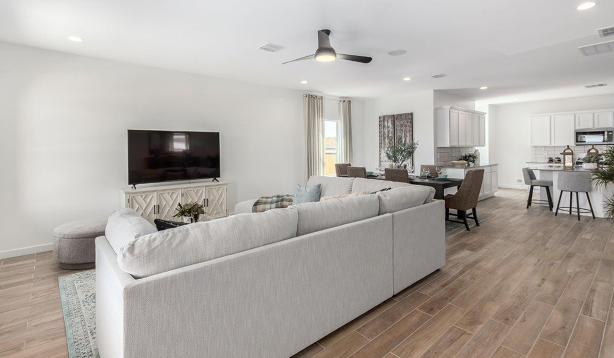 Introducing the Kingston at Entrada Del Toro  The Kingston is a spacious and thoughtfully designed single-story home located in the highly desirable Entrada Del Toro neighborhood within the master-planned community of Rancho Sahuarita. Offering 2,172 square feet of well-appointed living space, this inviting floor plan features four bedrooms, two full bathrooms, a grand kitchen island, a covered back patio, and a two-car garage—ideal for households seeking space, flexibility, and room to thrive.  From the moment you step inside, a welcoming entryway opens into an expansive open-concept layout that seamlessly connects the great room, dining area, and kitchen, creating a bright and airy space perfect for everyday living and effortless entertaining. The kitchen serves as the heart of the home, showcasing a large center island, Shaker-style cabinetry, quartz countertops, a walk-in pantry, and abundant storage for both function and style.  The Kingston features a well-planned split-bedroom design, with three secondary bedrooms located near the front of the home—ideal for family members, guests, home offices, or creative spaces. Privately situated at the rear of the home, the spacious primary suite offers a peaceful retreat complete with an en-suite bathroom and a generous walk-in closet.  *Images shown are for reference only. They depict the Kingston model home and may not represent the actual home.  Homes at Entrada Del Toro are designed with the future in mind. Exterior features include a light lace stucco finish, professionally landscaped front yards with automatic drip irrigation, and large, fully fenced backyards ready for your personal touch. Inside, the Home is Connected® Smart Home package provides modern convenience with a smart thermostat, video doorbell, keyless entry, and a Wi-Fi®–enabled garage door opener.  With its expansive living areas, flexible bedroom arrangement, and thoughtful design throughout, the Kingston delivers the perfect balance of comfort, convenience, and livability.  Residents of Entrada Del Toro enjoy access to Rancho Sahuarita’s extensive amenities, including a full-service fitness center, multiple resort-style swimming pools, pickleball courts, splash pads, playgrounds, and expansive parks designed for all ages and lifestyles. Homeowners will also enjoy exclusive access to the brand-new Entrada Del Toro Community Center, scheduled to open in Spring 2026, featuring modern gathering spaces and recreational amenities just moments from home.  *Images shown are for reference only. They depict The Kingston model home and may not represent the actual home.