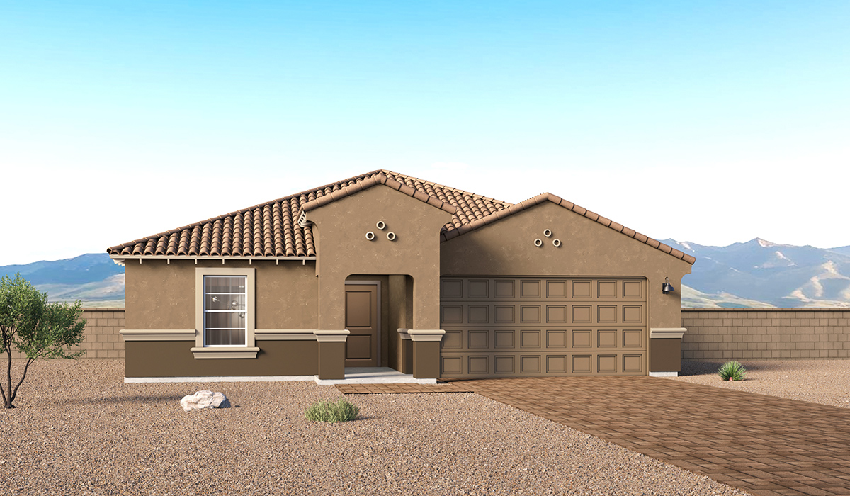 Introducing the Kingston at Entrada Del Toro  The Kingston is a spacious and thoughtfully designed single-story home located in the highly desirable Entrada Del Toro neighborhood within the master-planned community of Rancho Sahuarita. Offering 2,172 square feet of well-appointed living space, this inviting floor plan features four bedrooms, two full bathrooms, a grand kitchen island, a covered back patio, and a two-car garage—ideal for households seeking space, flexibility, and room to thrive.  From the moment you step inside, a welcoming entryway opens into an expansive open-concept layout that seamlessly connects the great room, dining area, and kitchen, creating a bright and airy space perfect for everyday living and effortless entertaining. The kitchen serves as the heart of the home, showcasing a large center island, Shaker-style cabinetry, quartz countertops, a walk-in pantry, and abundant storage for both function and style.  The Kingston features a well-planned split-bedroom design, with three secondary bedrooms located near the front of the home—ideal for family members, guests, home offices, or creative spaces. Privately situated at the rear of the home, the spacious primary suite offers a peaceful retreat complete with an en-suite bathroom and a generous walk-in closet.  *Images shown are for reference only. They depict the Kingston model home and may not represent the actual home.  Homes at Entrada Del Toro are designed with the future in mind. Exterior features include a light lace stucco finish, professionally landscaped front yards with automatic drip irrigation, and large, fully fenced backyards ready for your personal touch. Inside, the Home is Connected® Smart Home package provides modern convenience with a smart thermostat, video doorbell, keyless entry, and a Wi-Fi®–enabled garage door opener.  With its expansive living areas, flexible bedroom arrangement, and thoughtful design throughout, the Kingston delivers the perfect balance of comfort, convenience, and livability.  Residents of Entrada Del Toro enjoy access to Rancho Sahuarita’s extensive amenities, including a full-service fitness center, multiple resort-style swimming pools, pickleball courts, splash pads, playgrounds, and expansive parks designed for all ages and lifestyles. Homeowners will also enjoy exclusive access to the brand-new Entrada Del Toro Community Center, scheduled to open in Spring 2026, featuring modern gathering spaces and recreational amenities just moments from home.