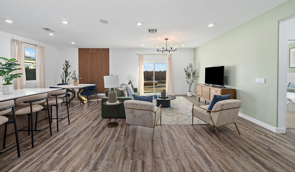 Introducing the Mariposa at Entrada Del Toro, a stunning single-story home within the master-planned community of Rancho Sahuarita.  This spacious and inviting home offers 1,897 sq. ft., four bedrooms, three full bathrooms, covered back patio, and two-car garage. This impressive layout is ideal for large households, multigenerational living, or anyone who simply wants room to grow, gather, and live comfortably.  A welcoming front porch leads you into the entryway, which flows into the expansive open-concept great room, dining area, and kitchen. The kitchen features a large center island, Shaker-style cabinetry, and plenty of storage space. With thoughtful design and abundant natural light this home welcoming.  One of the standout features of the Mariposa is the second bedroom that features an en-suite bathroom, perfect for multi-generational living, young adult, or a guest-style suite.  Our homes at Entrada Del Toro are designed with the future in mind. Each home features a light lace stucco exterior, landscaped front yards with auto drip irrigation, and large backyards that are fully fenced and ready for your personal touch. Inside, the Home is Connected® Smart Home package brings modern convenience to your fingertips with a smart thermostat, video doorbell, keyless entry, and a Wi-Fi® enabled garage door opener.  With its expansive living spaces, flexible bedroom arrangements, and thoughtful deign throughout, the Mariposa offers the ultimate combination of comfort, convenience, and room to thrive.  Residents of Entrada Del Toro will enjoy access to Rancho Sahuarita’s extensive amenity offerings, which include a full-service fitness center, multiple large swimming pools, pickle-ball courts, splash pads, playgrounds, and sizable parks and recreational spaces designed for all ages and lifestyles. In addition, homeowners will have exclusive access to the brand-new Entrada Del Toro Community Center, scheduled to open Spring 2026, further enhancing the neighborhood experience with modern gathering and recreational spaces close to home.  *Images shown are for reference only. They depict the Mariposa model home and may not represent the actual home.