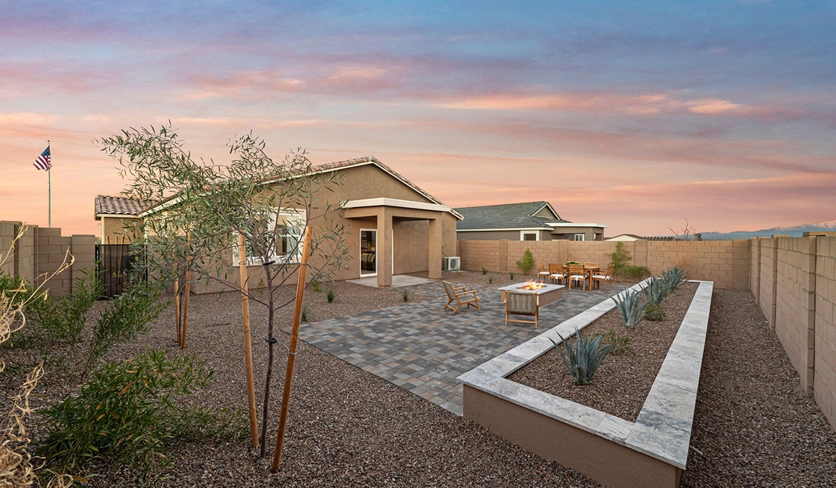 Introducing the Mariposa at Entrada Del Toro, a stunning single-story home within the master-planned community of Rancho Sahuarita.  This spacious and inviting home offers 1,897 sq. ft., four bedrooms, three full bathrooms, covered back patio, and two-car garage. This impressive layout is ideal for large households, multigenerational living, or anyone who simply wants room to grow, gather, and live comfortably.  A welcoming front porch leads you into the entryway, which flows into the expansive open-concept great room, dining area, and kitchen. The kitchen features a large center island, Shaker-style cabinetry, and plenty of storage space. With thoughtful design and abundant natural light this home welcoming.  One of the standout features of the Mariposa is the second bedroom that features an en-suite bathroom, perfect for multi-generational living, young adult, or a guest-style suite.  Our homes at Entrada Del Toro are designed with the future in mind. Each home features a light lace stucco exterior, landscaped front yards with auto drip irrigation, and large backyards that are fully fenced and ready for your personal touch. Inside, the Home is Connected® Smart Home package brings modern convenience to your fingertips with a smart thermostat, video doorbell, keyless entry, and a Wi-Fi® enabled garage door opener.  With its expansive living spaces, flexible bedroom arrangements, and thoughtful deign throughout, the Mariposa offers the ultimate combination of comfort, convenience, and room to thrive.  Residents of Entrada Del Toro will enjoy access to Rancho Sahuarita’s extensive amenity offerings, which include a full-service fitness center, multiple large swimming pools, pickle-ball courts, splash pads, playgrounds, and sizable parks and recreational spaces designed for all ages and lifestyles. In addition, homeowners will have exclusive access to the brand-new Entrada Del Toro Community Center, scheduled to open Spring 2026, further enhancing the neighborhood experience with modern gathering and recreational spaces close to home.  *Images shown are for reference only. They depict The Mariposa sales model home and may not represent the actual home.