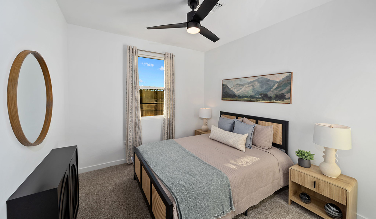 Introducing the Mariposa at Entrada Del Toro, a stunning single-story home within the master-planned community of Rancho Sahuarita.  This spacious and inviting home offers 1,897 sq. ft., four bedrooms, three full bathrooms, covered back patio, and two-car garage. This impressive layout is ideal for large households, multigenerational living, or anyone who simply wants room to grow, gather, and live comfortably.  A welcoming front porch leads you into the entryway, which flows into the expansive open-concept great room, dining area, and kitchen. The kitchen features a large center island, Shaker-style cabinetry, and plenty of storage space. With thoughtful design and abundant natural light this home welcoming.  One of the standout features of the Mariposa is the second bedroom that features an en-suite bathroom, perfect for multi-generational living, young adult, or a guest-style suite.  Our homes at Entrada Del Toro are designed with the future in mind. Each home features a light lace stucco exterior, landscaped front yards with auto drip irrigation, and large backyards that are fully fenced and ready for your personal touch. Inside, the Home is Connected® Smart Home package brings modern convenience to your fingertips with a smart thermostat, video doorbell, keyless entry, and a Wi-Fi® enabled garage door opener.  With its expansive living spaces, flexible bedroom arrangements, and thoughtful deign throughout, the Mariposa offers the ultimate combination of comfort, convenience, and room to thrive.  Residents of Entrada Del Toro will enjoy access to Rancho Sahuarita’s extensive amenity offerings, which include a full-service fitness center, multiple large swimming pools, pickle-ball courts, splash pads, playgrounds, and sizable parks and recreational spaces designed for all ages and lifestyles. In addition, homeowners will have exclusive access to the brand-new Entrada Del Toro Community Center, scheduled to open Spring 2026, further enhancing the neighborhood experience with modern gathering and recreational spaces close to home.