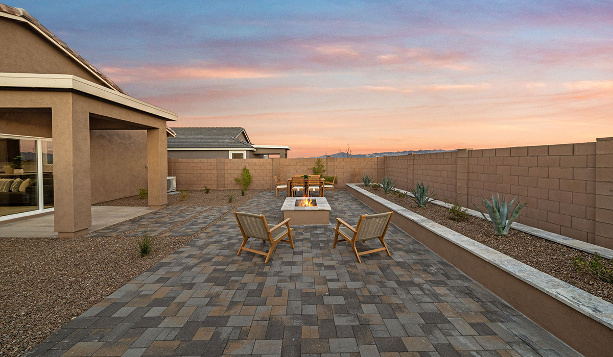 Introducing the Mariposa at Entrada Del Toro, a stunning single-story home within the master-planned community of Rancho Sahuarita.  This spacious and inviting home offers 1,897 sq. ft., four bedrooms, three full bathrooms, covered back patio, and two-car garage. This impressive layout is ideal for large households, multigenerational living, or anyone who simply wants room to grow, gather, and live comfortably.  A welcoming front porch leads you into the entryway, which flows into the expansive open-concept great room, dining area, and kitchen. The kitchen features a large center island, Shaker-style cabinetry, and plenty of storage space. With thoughtful design and abundant natural light this home welcoming.  One of the standout features of the Mariposa is the second bedroom that features an en-suite bathroom, perfect for multi-generational living, young adult, or a guest-style suite.  Our homes at Entrada Del Toro are designed with the future in mind. Each home features a light lace stucco exterior, landscaped front yards with auto drip irrigation, and large backyards that are fully fenced and ready for your personal touch. Inside, the Home is Connected® Smart Home package brings modern convenience to your fingertips with a smart thermostat, video doorbell, keyless entry, and a Wi-Fi® enabled garage door opener.  With its expansive living spaces, flexible bedroom arrangements, and thoughtful deign throughout, the Mariposa offers the ultimate combination of comfort, convenience, and room to thrive.  Residents of Entrada Del Toro will enjoy access to Rancho Sahuarita’s extensive amenity offerings, which include a full-service fitness center, multiple large swimming pools, pickle-ball courts, splash pads, playgrounds, and sizable parks and recreational spaces designed for all ages and lifestyles. In addition, homeowners will have exclusive access to the brand-new Entrada Del Toro Community Center, scheduled to open Spring 2026, further enhancing the neighborhood experience with modern gathering and recreational spaces close to home.