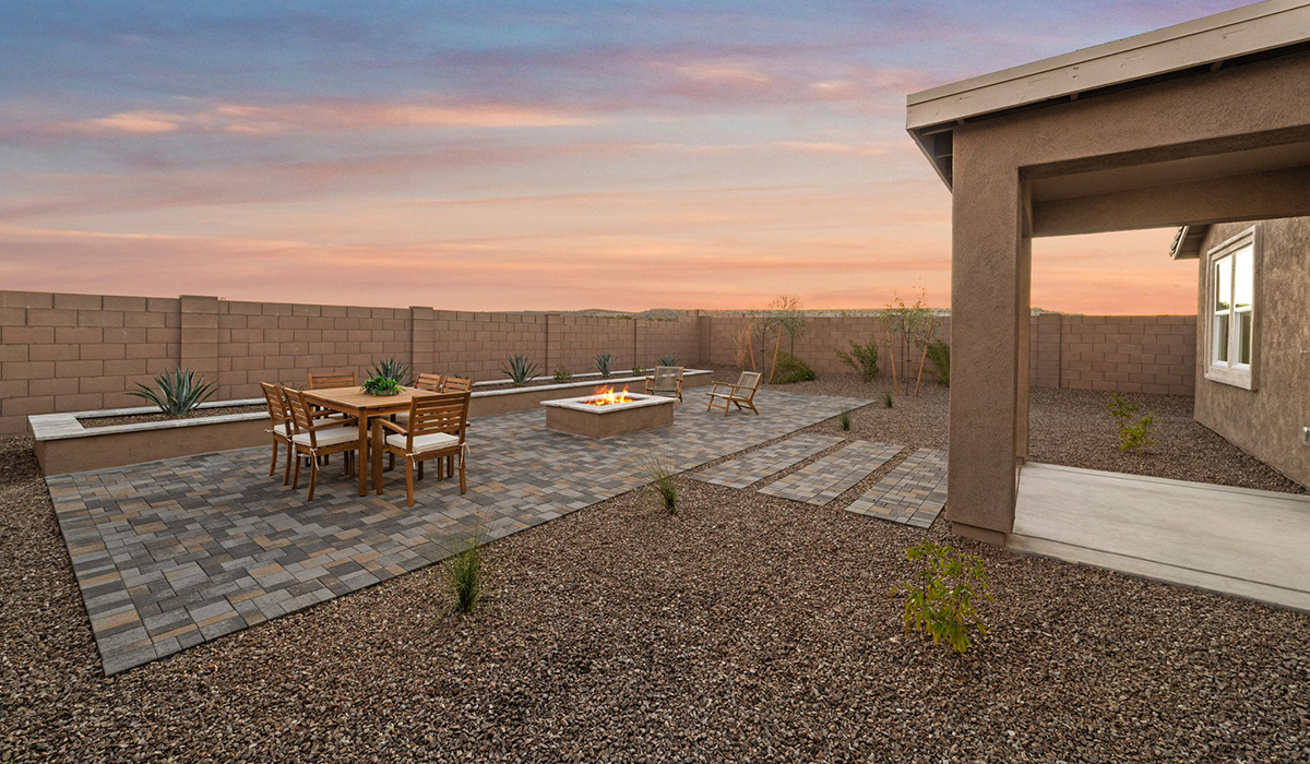 Introducing the Mariposa at Entrada Del Toro, a stunning single-story home within the master-planned community of Rancho Sahuarita.  This spacious and inviting home offers 1,897 sq. ft., four bedrooms, three full bathrooms, covered back patio, and two-car garage. This impressive layout is ideal for large households, multigenerational living, or anyone who simply wants room to grow, gather, and live comfortably.  A welcoming front porch leads you into the entryway, which flows into the expansive open-concept great room, dining area, and kitchen. The kitchen features a large center island, Shaker-style cabinetry, and plenty of storage space. With thoughtful design and abundant natural light this home welcoming.  One of the standout features of the Mariposa is the second bedroom that features an en-suite bathroom, perfect for multi-generational living, young adult, or a guest-style suite.  Our homes at Entrada Del Toro are designed with the future in mind. Each home features a light lace stucco exterior, landscaped front yards with auto drip irrigation, and large backyards that are fully fenced and ready for your personal touch. Inside, the Home is Connected® Smart Home package brings modern convenience to your fingertips with a smart thermostat, video doorbell, keyless entry, and a Wi-Fi® enabled garage door opener.  With its expansive living spaces, flexible bedroom arrangements, and thoughtful deign throughout, the Mariposa offers the ultimate combination of comfort, convenience, and room to thrive.  Residents of Entrada Del Toro will enjoy access to Rancho Sahuarita’s extensive amenity offerings, which include a full-service fitness center, multiple large swimming pools, pickle-ball courts, splash pads, playgrounds, and sizable parks and recreational spaces designed for all ages and lifestyles. In addition, homeowners will have exclusive access to the brand-new Entrada Del Toro Community Center, scheduled to open Spring 2026, further enhancing the neighborhood experience with modern gathering and recreational spaces close to home.