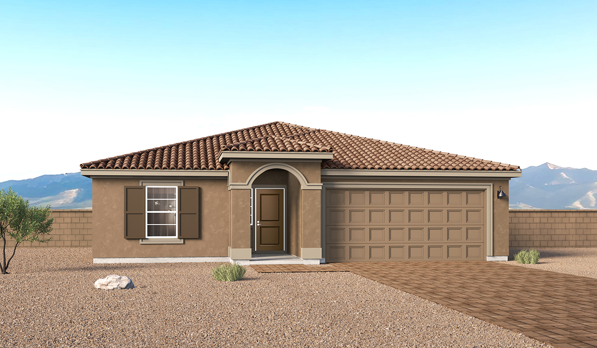 Introducing the Mariposa at Entrada Del Toro, a stunning single-story home within the master-planned community of Rancho Sahuarita.  This spacious and inviting home offers 1,897 sq. ft., four bedrooms, three full bathrooms, covered back patio, and two-car garage. This impressive layout is ideal for large households, multigenerational living, or anyone who simply wants room to grow, gather, and live comfortably.  A welcoming front porch leads you into the entryway, which flows into the expansive open-concept great room, dining area, and kitchen. The kitchen features a large center island, Shaker-style cabinetry, and plenty of storage space. With thoughtful design and abundant natural light this home welcoming.  One of the standout features of the Mariposa is the second bedroom that features an en-suite bathroom, perfect for multi-generational living, young adult, or a guest-style suite.  Our homes at Entrada Del Toro are designed with the future in mind. Each home features a light lace stucco exterior, landscaped front yards with auto drip irrigation, and large backyards that are fully fenced and ready for your personal touch. Inside, the Home is Connected® Smart Home package brings modern convenience to your fingertips with a smart thermostat, video doorbell, keyless entry, and a Wi-Fi® enabled garage door opener.  With its expansive living spaces, flexible bedroom arrangements, and thoughtful deign throughout, the Mariposa offers the ultimate combination of comfort, convenience, and room to thrive.  Residents of Entrada Del Toro will enjoy access to Rancho Sahuarita’s extensive amenity offerings, which include a full-service fitness center, multiple large swimming pools, pickle-ball courts, splash pads, playgrounds, and sizable parks and recreational spaces designed for all ages and lifestyles. In addition, homeowners will have exclusive access to the brand-new Entrada Del Toro Community Center, scheduled to open Spring 2026, further enhancing the neighborhood experience with modern gathering and recreational spaces close to home.