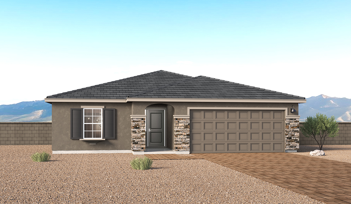 Introducing the Mariposa at Entrada Del Toro, a stunning single-story home within the master-planned community of Rancho Sahuarita.  This spacious and inviting home offers 1,897 sq. ft., four bedrooms, three full bathrooms, covered back patio, and two-car garage. This impressive layout is ideal for large households, multigenerational living, or anyone who simply wants room to grow, gather, and live comfortably.  A welcoming front porch leads you into the entryway, which flows into the expansive open-concept great room, dining area, and kitchen. The kitchen features a large center island, Shaker-style cabinetry, and plenty of storage space. With thoughtful design and abundant natural light this home welcoming.  One of the standout features of the Mariposa is the second bedroom that features an en-suite bathroom, perfect for multi-generational living, young adult, or a guest-style suite.  Our homes at Entrada Del Toro are designed with the future in mind. Each home features a light lace stucco exterior, landscaped front yards with auto drip irrigation, and large backyards that are fully fenced and ready for your personal touch. Inside, the Home is Connected® Smart Home package brings modern convenience to your fingertips with a smart thermostat, video doorbell, keyless entry, and a Wi-Fi® enabled garage door opener.  With its expansive living spaces, flexible bedroom arrangements, and thoughtful deign throughout, the Mariposa offers the ultimate combination of comfort, convenience, and room to thrive.  Residents of Entrada Del Toro will enjoy access to Rancho Sahuarita’s extensive amenity offerings, which include a full-service fitness center, multiple large swimming pools, pickle-ball courts, splash pads, playgrounds, and sizable parks and recreational spaces designed for all ages and lifestyles. In addition, homeowners will have exclusive access to the brand-new Entrada Del Toro Community Center, scheduled to open Spring 2026, further enhancing the neighborhood experience with modern gathering and recreational spaces close to home.