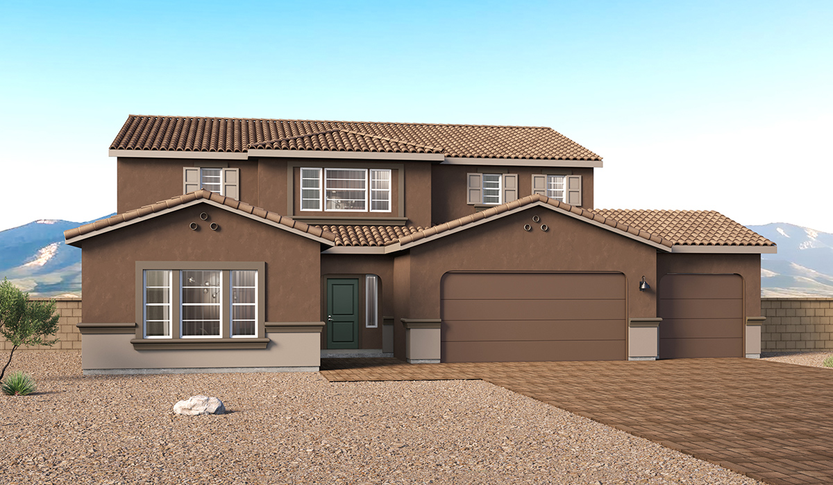 Introducing The Baja, a MultiGEN® two-story floor plan by D.R. Horton at Entrada Del Toro, nestled within the award-winning master-planned community of Rancho Sahuarita. Spanning 2,942 square feet, this thoughtfully crafted home offers the perfect blend of space, flexibility, and modern comfort — ideal for multi-generational households or anyone seeking room to grow.  With five bedrooms, four full bathrooms, a three-car garage, and a covered back patio, The Baja is designed to accommodate today’s dynamic lifestyles. A welcoming entry opens to a bright, open-concept living space where the great room, dining area, and kitchen flow seamlessly together — creating an inviting setting for both everyday living and effortless entertaining.  At the heart of the home, the chef-inspired kitchen shines with quartz countertops, Shaker-style cabinetry, a spacious center island perfect for gathering, a walk-in pantry, and abundant storage. Clean lines and elevated finishes bring both beauty and function to this central space.  Designed for versatility and privacy, The Baja features a desirable split-bedroom layout along with a first-floor MultiGEN® suite — offering a private living area ideal for extended family, guests, or a home office setup. The primary suite is privately situated upstairs and showcases a generous walk-in closet and a well-appointed en-suite bathroom. Additional secondary bedrooms are thoughtfully placed across both levels, providing flexibility for households of all sizes.  Homes at Entrada Del Toro combine timeless design with future-forward convenience. Exterior highlights include a light lace stucco finish, professionally landscaped front yards with automatic drip irrigation, and spacious, fully fenced backyards ready for personalization. Inside, the Home Is Connected® Smart Home package enhances everyday living with a smart thermostat, video doorbell, keyless entry, and Wi-Fi®-enabled garage door opener.  Beyond your doorstep, residents enjoy access to Rancho Sahuarita’s extensive resort-style amenities, including a state-of-the-art fitness center, multiple swimming pools, pickleball courts, splash pads, playgrounds, and expansive parks designed for all ages. Homeowners will also have exclusive access to the brand-new Entrada Del Toro Community Center, anticipated to open Spring 2026, offering modern gathering spaces and recreational amenities just moments from home.  With its spacious footprint, multi-generational design, and elevated finishes, The Baja delivers exceptional comfort, flexibility, and contemporary living — all in one beautifully designed home.