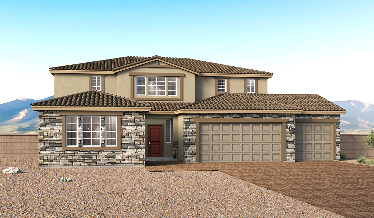 Introducing The Baja, a MultiGEN® two-story floor plan by D.R. Horton at Entrada Del Toro, nestled within the award-winning master-planned community of Rancho Sahuarita. Spanning 2,942 square feet, this thoughtfully crafted home offers the perfect blend of space, flexibility, and modern comfort — ideal for multi-generational households or anyone seeking room to grow.  With five bedrooms, four full bathrooms, a three-car garage, and a covered back patio, The Baja is designed to accommodate today’s dynamic lifestyles. A welcoming entry opens to a bright, open-concept living space where the great room, dining area, and kitchen flow seamlessly together — creating an inviting setting for both everyday living and effortless entertaining.  At the heart of the home, the chef-inspired kitchen shines with quartz countertops, Shaker-style cabinetry, a spacious center island perfect for gathering, a walk-in pantry, and abundant storage. Clean lines and elevated finishes bring both beauty and function to this central space.  Designed for versatility and privacy, The Baja features a desirable split-bedroom layout along with a first-floor MultiGEN® suite — offering a private living area ideal for extended family, guests, or a home office setup. The primary suite is privately situated upstairs and showcases a generous walk-in closet and a well-appointed en-suite bathroom. Additional secondary bedrooms are thoughtfully placed across both levels, providing flexibility for households of all sizes.  Homes at Entrada Del Toro combine timeless design with future-forward convenience. Exterior highlights include a light lace stucco finish, professionally landscaped front yards with automatic drip irrigation, and spacious, fully fenced backyards ready for personalization. Inside, the Home Is Connected® Smart Home package enhances everyday living with a smart thermostat, video doorbell, keyless entry, and Wi-Fi®-enabled garage door opener.  Beyond your doorstep, residents enjoy access to Rancho Sahuarita’s extensive resort-style amenities, including a state-of-the-art fitness center, multiple swimming pools, pickleball courts, splash pads, playgrounds, and expansive parks designed for all ages. Homeowners will also have exclusive access to the brand-new Entrada Del Toro Community Center, anticipated to open Spring 2026, offering modern gathering spaces and recreational amenities just moments from home.  With its spacious footprint, multi-generational design, and elevated finishes, The Baja delivers exceptional comfort, flexibility, and contemporary living — all in one beautifully designed home.