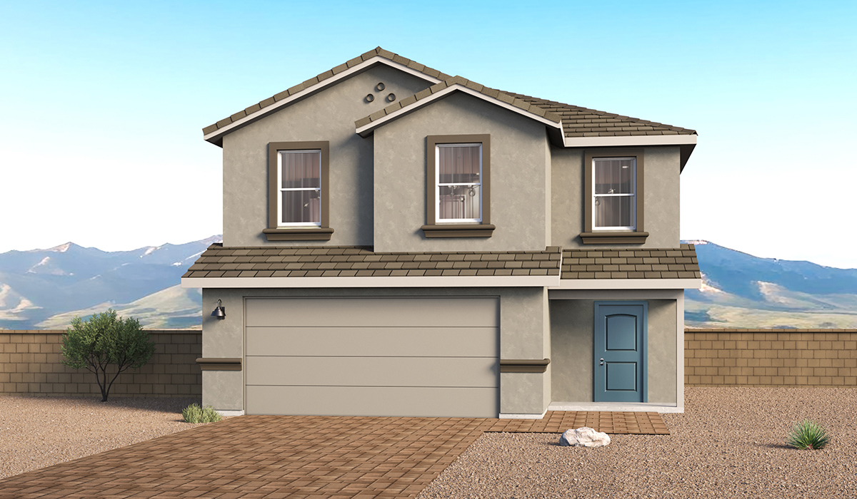 Welcome to The Dove, a thoughtfully designed brand new floor plan available at Red Rock Village by D.R. Horton in Red Rock, Arizona. Offering a spacious two-story design, The Dove combines modern living, functionality, and comfort, making it an excellent choice for growing families and those seeking additional separation between living and sleeping spaces.  Upon entry, you're welcomed into an open-concept main living area that creates an inviting atmosphere for both everyday living and entertaining. The spacious great room flows seamlessly into the dining area and kitchen, providing a connected space where family and friends can gather. The kitchen features a modern design with centrally located island and pantry designed to simplify daily life.  The second floor is dedicated to the home's private living quarters, offering three well-appointed bedrooms and two full bathrooms. The spacious primary suite serves as a relaxing retreat and features a large walk-in closet and en-suite bathroom. Two additional bedrooms are thoughtfully positioned nearby with access to a well-appointed full bathroom, creating a practical layout for family members or guests.  Conveniently located on the second floor, the utility room places laundry right where it's needed most, near all the bedrooms, making household tasks easier and more efficient. A first-floor powder room adds additional convenience for guests and everyday use.  Step outside to a spacious backyard where you can enjoy Red Rock's scenic mountain views and beautiful desert surroundings. Whether you're enjoying a quiet morning coffee, spending time with family, or hosting a weekend barbecue, this outdoor space offers the perfect place to relax and unwind.  Additionally, The Dove is equipped with D.R. Horton’s Home Is Connected® Smart Home package, which includes a smart thermostat, video doorbell, keyless entry, and Wi-Fi® enabled garage door opener.  Living in Red Rock Village means enjoying an amenity-rich, family-friendly, affordable master-planned community with a full Lifestyle Program that brings neighbors together through exciting events and activities for all ages. Residents enjoy access to a state-of-the-art community pool with a waterslide, as well as a variety of recreational amenities including a skatepark, sand volleyball courts, basketball courts, and baseball fields. Red Rock Village is also home to Red Rock Elementary, a K-8 school conveniently located within the community. Beautiful pocket parks, walking paths, and bike trails further enhance the outdoor lifestyle that makes Red Rock Village such a special place to call home.