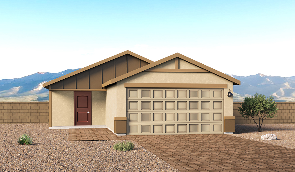 Welcome to The Ember, a thoughtfully designed brand new floor plan available at Red Rock Village by D.R. Horton in Red Rock, Arizona. Offering 1,621 square feet in a spacious single-story layout, The Ember combines modern style, functionality, and comfort, making it an excellent choice for families, first-time homebuyers, and those seeking convenience and sleek design.  Upon entry, you're welcomed into an open-concept living space that creates an inviting atmosphere for both everyday living and entertaining. The spacious great room flows seamlessly into the dining area and kitchen, providing a connected environment where family and friends can gather. The kitchen features a modern design with centrally located island and includes a walk-in pantry that makes meal preparation, entertaining, and daily routines effortless.  Designed with privacy and practicality in mind, The Ember offers four well-appointed bedrooms and two full bathrooms. The spacious primary suite serves as a relaxing retreat and includes a large walk-in closet and en-suite bathroom. Three additional bedrooms provide flexibility for family members, guests, or a home office and are conveniently located near the second full bathroom.  The utility room adds convenience to everyday living with access from the garage and internal hallway.  Step outside to a spacious backyard where you can enjoy Red Rock's scenic mountain views and beautiful desert surroundings. Whether you're enjoying a quiet morning coffee, spending time with family, or hosting a weekend barbecue, this outdoor space offers the perfect place to relax and unwind.  Additionally, The Ember is equipped with D.R. Horton’s Home Is Connected® Smart Home package, which includes a smart thermostat, video doorbell, keyless entry, and Wi-Fi® enabled garage door opener.  Living in Red Rock Village means enjoying an amenity-rich, family-friendly, affordable master-planned community with a full Lifestyle Program that brings neighbors together through exciting events and activities for all ages. Residents enjoy access to a state-of-the-art community pool with a waterslide, as well as a variety of recreational amenities including a skatepark, sand volleyball courts, basketball courts, and baseball fields. Red Rock Village is also home to Red Rock Elementary, a K-8 school conveniently located within the community. Beautiful pocket parks, walking paths, and bike trails further enhance the outdoor lifestyle that makes Red Rock Village such a special place to call home.