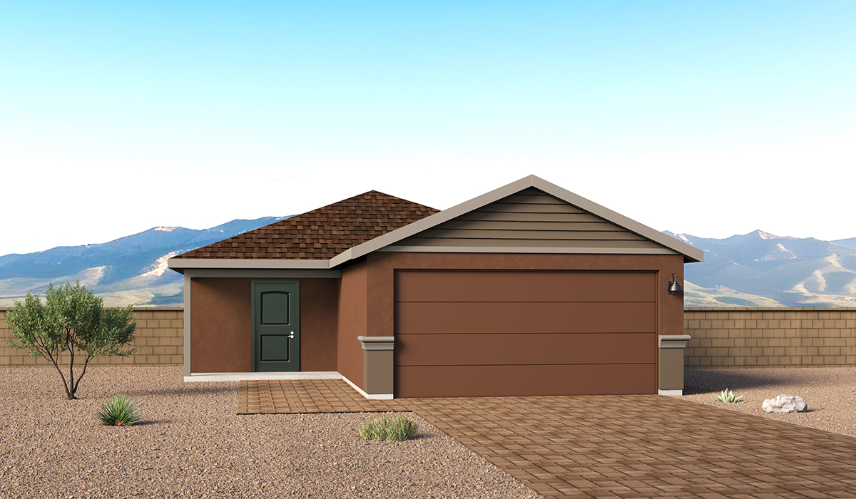 Welcome to The Ember, a thoughtfully designed brand new floor plan available at Red Rock Village by D.R. Horton in Red Rock, Arizona. Offering 1,621 square feet in a spacious single-story layout, The Ember combines modern style, functionality, and comfort, making it an excellent choice for families, first-time homebuyers, and those seeking convenience and sleek design.  Upon entry, you're welcomed into an open-concept living space that creates an inviting atmosphere for both everyday living and entertaining. The spacious great room flows seamlessly into the dining area and kitchen, providing a connected environment where family and friends can gather. The kitchen features a modern design with centrally located island and includes a walk-in pantry that makes meal preparation, entertaining, and daily routines effortless.  Designed with privacy and practicality in mind, The Ember offers four well-appointed bedrooms and two full bathrooms. The spacious primary suite serves as a relaxing retreat and includes a large walk-in closet and en-suite bathroom. Three additional bedrooms provide flexibility for family members, guests, or a home office and are conveniently located near the second full bathroom.  The utility room adds convenience to everyday living with access from the garage and internal hallway.  Step outside to a spacious backyard where you can enjoy Red Rock's scenic mountain views and beautiful desert surroundings. Whether you're enjoying a quiet morning coffee, spending time with family, or hosting a weekend barbecue, this outdoor space offers the perfect place to relax and unwind.  Additionally, The Ember is equipped with D.R. Horton’s Home Is Connected® Smart Home package, which includes a smart thermostat, video doorbell, keyless entry, and Wi-Fi® enabled garage door opener.  Living in Red Rock Village means enjoying an amenity-rich, family-friendly, affordable master-planned community with a full Lifestyle Program that brings neighbors together through exciting events and activities for all ages. Residents enjoy access to a state-of-the-art community pool with a waterslide, as well as a variety of recreational amenities including a skatepark, sand volleyball courts, basketball courts, and baseball fields. Red Rock Village is also home to Red Rock Elementary, a K-8 school conveniently located within the community. Beautiful pocket parks, walking paths, and bike trails further enhance the outdoor lifestyle that makes Red Rock Village such a special place to call home.