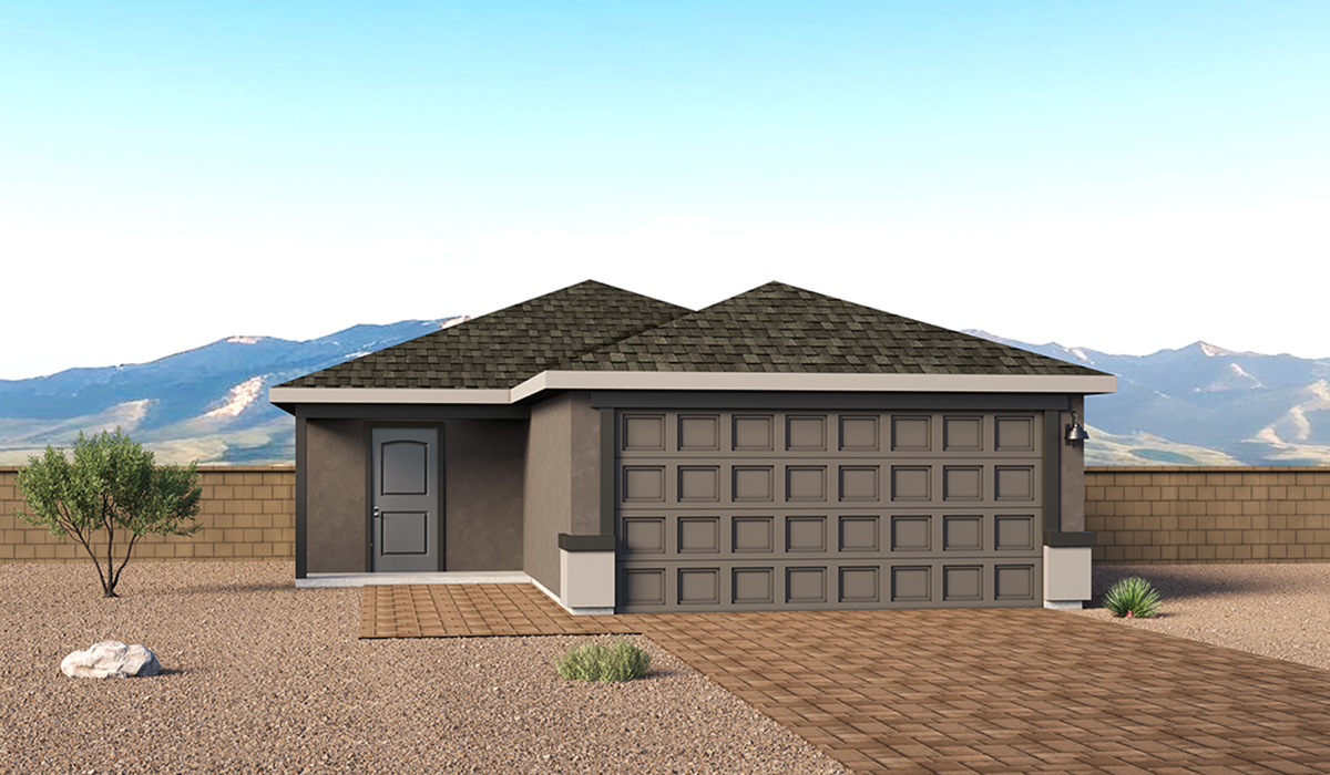 Welcome to The Aspen, a thoughtfully designed brand new floor plan available at Sorrel Ridge Estates by D.R. Horton located in Southwest Tucson, Arizona. Offering 1,156 square feet of efficient and comfortable living space, The Aspen is ideal for those seeking a home that blends functionality, modern style, and everyday ease.   Upon entry, you’re welcomed into an open-concept layout that maximizes every square foot. The large great room serves as the heart of the home and flows seamlessly into the dining area and kitchen, perfect for both relaxing and entertaining. The kitchen offers a clean and modern aesthetic.   The Aspen features three well-proportioned bedrooms designed for comfort and flexibility. The private primary suite is tucked away at the rear of the home and features a walk-in closet and en-suite bathroom. Two additional bedrooms are located near the front of the home.   Designed with convenience in mind, the home includes a utility room near the kitchen and secondary bedrooms, offering easy access to laundry within the modern layout.   Step outside to a spacious backyard, where you can unwind and enjoy scenic mountains views and catch beautiful sunsets while taking in the desert landscapes. Whether you’re sipping your morning coffee or hosting a weekend barbecue, this outdoor space is a space to relax and enjoy.   Additionally, The Aspen is equipped with D.R. Horton’s Home is Connected Smart Home package, which includes a smart thermostat, video doorbell, keyless entry, and Wi-Fi® enabled garage door opener!   Living in Sorrel Ridge Estates offers a family-friendly environment complete with walking trails, playground, and dog park.  With convenient access to major employers like the University of Arizona and Tucson International Airport, Sorrel Ridge Estates offers the perfect balance of connectivity, comfort, and lifestyle.