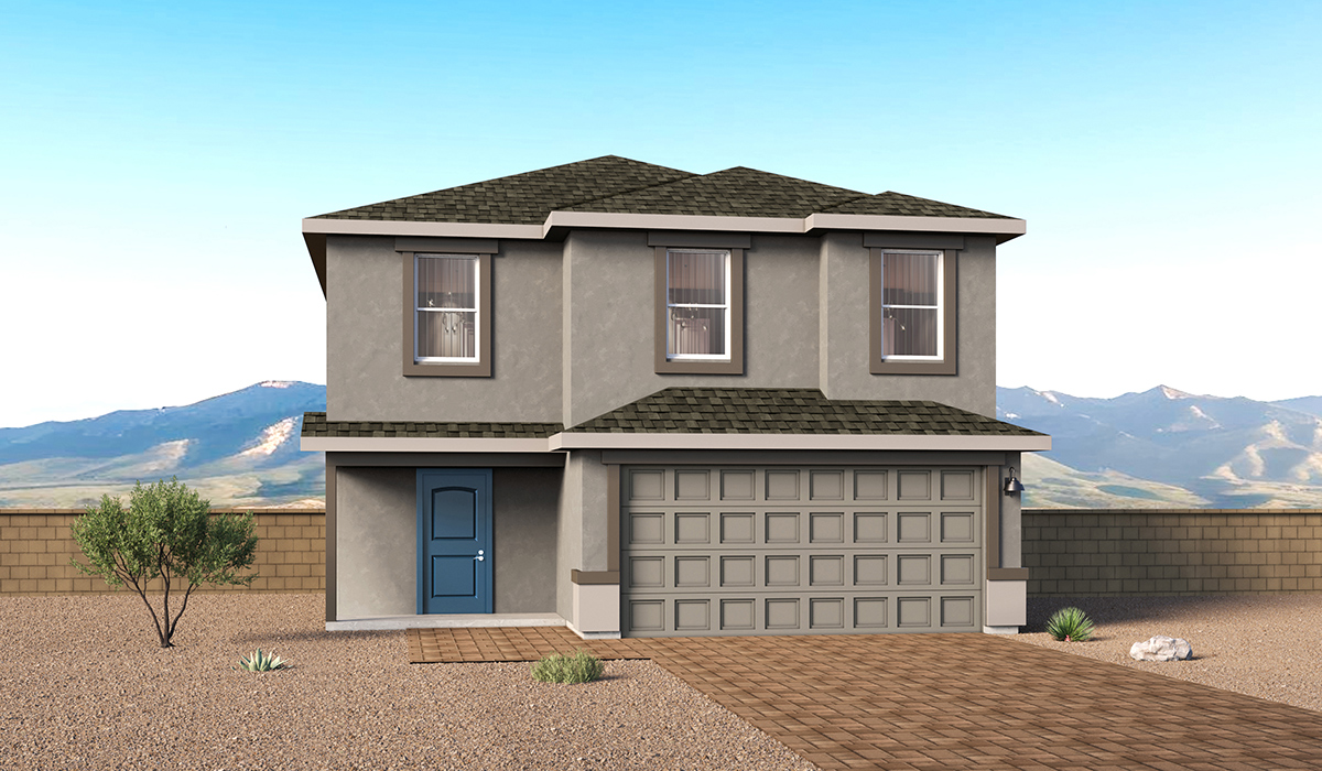 Introducing The Florence, a thoughtfully designed brand new two-story floor plan available at Sorrel Ridge Estates by D.R. Horton located in Southwest Tucson, Arizona. Offering an impressive 1,986 square feet of thoughtfully designed living space, The Florence combines modern style, functionality, and comfort, making it an excellent choice for growing families and those seeking extra room to live, work, and entertain.  Upon entry, you're welcomed into an open-concept main living area that creates an inviting atmosphere for both everyday living and special gatherings. The spacious great room flows seamlessly into the dining area and kitchen, providing a connected environment where family and friends can come together. The kitchen features a modern design with a central island and spacious pantry, making meal preparation and daily routines effortless.  Designed with both comfort and privacy in mind, The Florence offers five bedrooms and two-and-a-half bathrooms. All bedrooms are conveniently located on the second floor, creating a dedicated living space separate from the main floor. The spacious primary suite serves as a relaxing retreat and includes a large walk-in closet and en-suite bathroom. Four additional bedrooms provide flexibility for family members, guests, hobbies, or a home office and are conveniently situated near the additional full bathroom.  A dedicated laundry room located on the second floor adds convenience to everyday living, making household tasks easier and more efficient. Thoughtful storage solutions and an intelligent use of space throughout the home help maximize comfort and functionality.  Step outside to a spacious backyard, where you can unwind and enjoy scenic mountains views and catch beautiful sunsets while taking in the desert landscapes. Whether you’re sipping your morning coffee or hosting a weekend barbecue, this outdoor space is a space to relax and enjoy.   Additionally, The Florence is equipped with D.R. Horton’s Home is Connected Smart Home package, which includes a smart thermostat, video doorbell, keyless entry, and Wi-Fi® enabled garage door opener!   Living in Sorrel Ridge Estates offers a family-friendly environment complete with walking trails, playground, and dog park.  With convenient access to major employers like the University of Arizona and Tucson International Airport, Sorrel Ridge Estates offers the perfect balance of connectivity, comfort, and lifestyle.