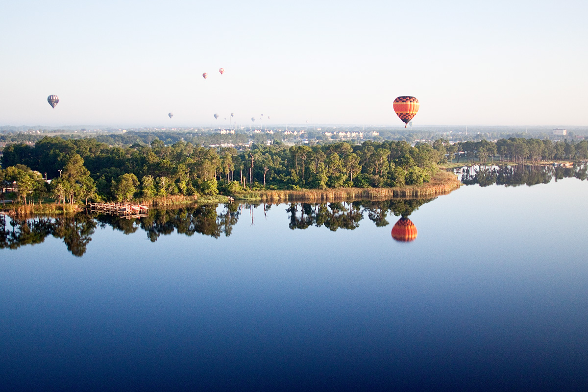 Hot Air Balloon over Lake near new D.R. Horton homes in Davenport, FL